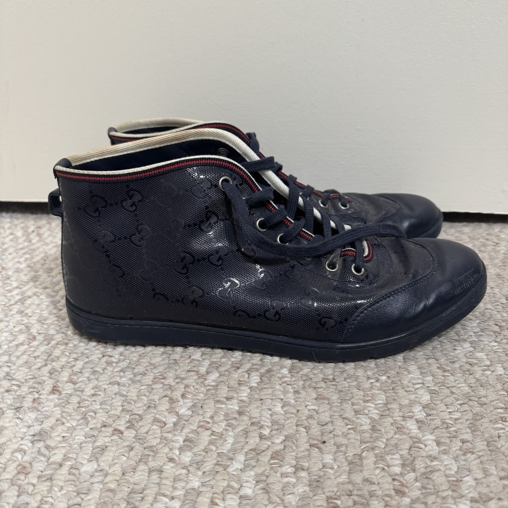 Gucci Men's Navy Blue GG Impreme Canvas 268687 High-top Sneaker 8.5 (US 9.5) - Picture 3 of 12